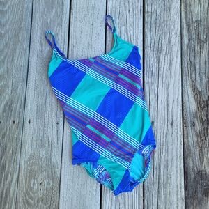 Vintage Rose Marie Reid plaid one piece swimsuit size 14 Large
